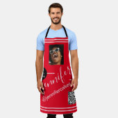 Aangepaste foto Logo QR Menu CODE Restaurant rood Schort (Gedragen)
