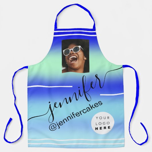 Aangepaste foto Logo Shop Restaurant Strand Zwemba Schort (Voorkant)