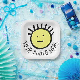 Aangepaste foto/logo VIERKANTE papieren kommen - 1 Bordje