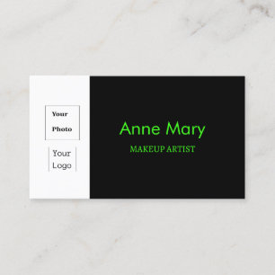 Aangepaste foto Logo Zwart Neon Groene make-up art Visitekaartje
