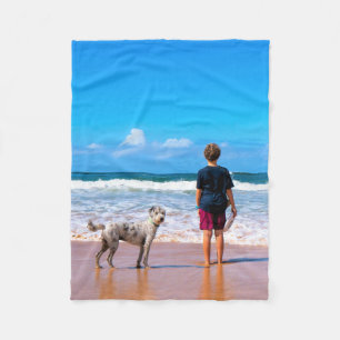 Aangepaste foto maak je eigen ontwerp - Ik hou van Fleece Deken