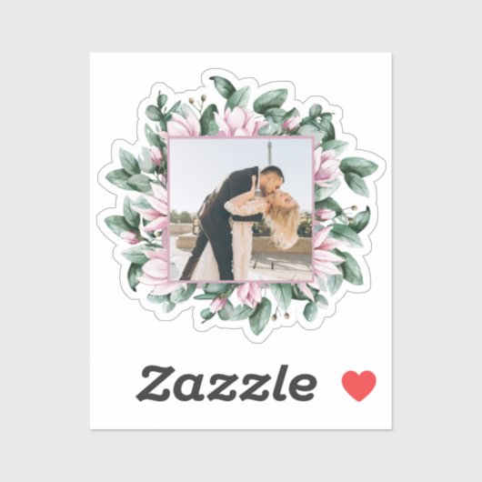 Aangepaste foto Magnolia Flower Lijst bruiloft Sticker (Vel)