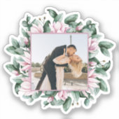 Aangepaste foto Magnolia Flower Lijst bruiloft Sticker (Voorkant)