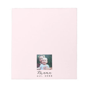 Aangepaste foto Mama Kind Oprichtingsjaar Pastelro Notitieblok