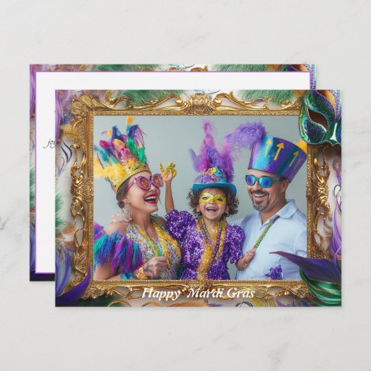 Aangepaste foto Mardi Gras Magic Briefkaart (Voorkant / Achterkant)