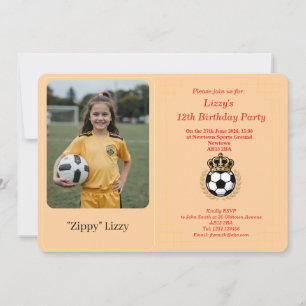 Aangepaste foto meisje voetbal verjaardagsfeest ui feestdagenkaart