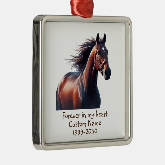 Aangepaste foto Memorial Keepsake Paard Metalen Ornament (Rechts)