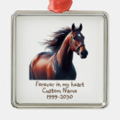 Aangepaste foto Memorial Keepsake Paard Metalen Ornament (Voorkant)
