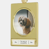 Aangepaste foto Memorial Keepslag Verguld Banner Ornament (Links)