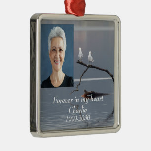 Aangepaste foto Memorial Keepslag voor altijd in m Metalen Ornament