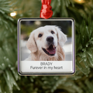 Aangepaste foto-memoriepost met naam Kerstmis Metalen Ornament