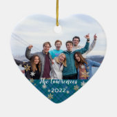 Aangepaste foto met 2-zijdig kerstblauw kerstblauw keramisch ornament (Achterkant)