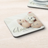 Aangepaste foto met aangepaste naam en tekst bier onderzetter (Linkerzijde)