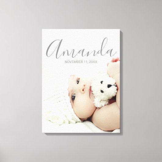 Aangepaste foto met aangepaste naam en tekst canvas afdruk (Voorkant)