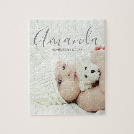 Aangepaste foto met aangepaste naam en tekst legpuzzel (Verticaal)