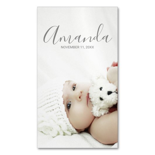 Aangepaste foto met aangepaste naam en tekst magnetisch visitekaartje (Voorkant Verticaal)