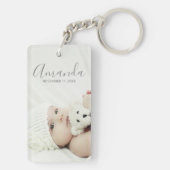 Aangepaste foto met aangepaste naam en tekst sleutelhanger (achterkant)