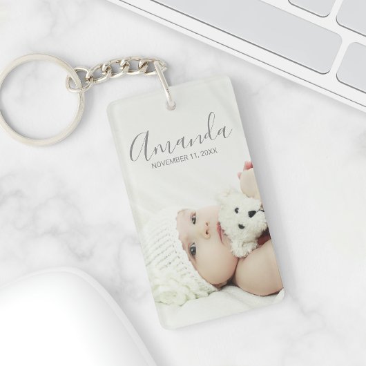 Aangepaste foto met aangepaste naam en tekst sleutelhanger
