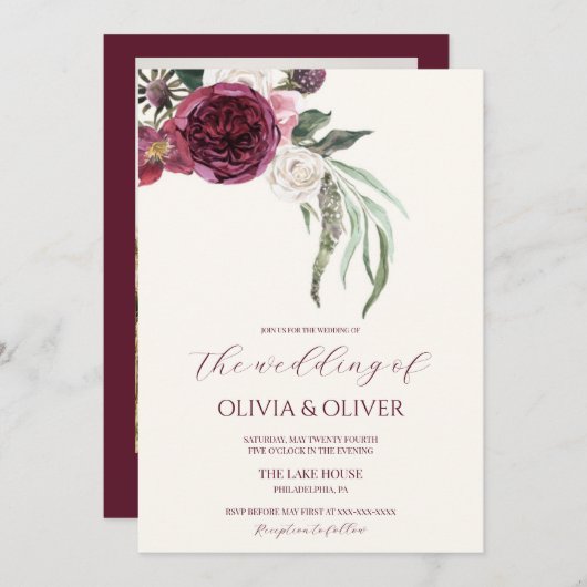 Aangepaste foto met bruine brij QR code bruiloft Kaart (Voorkant / Achterkant)