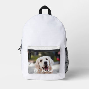 Aangepaste foto met de naam van uw huisdier op bedrukte rugzak