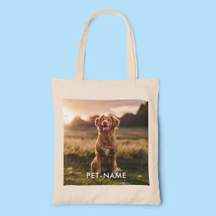 Aangepaste foto met de naam van uw huisdier op tote bag