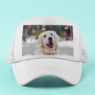 Aangepaste foto met de naam van uw huisdier op trucker pet