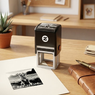 Aangepaste foto met de naam van uw huisdier op zelfinktende stempel