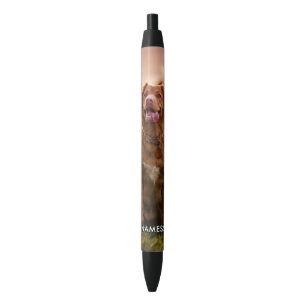 Aangepaste foto met de naam van uw huisdier op zwarte inkt pen