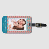 Aangepaste foto met decoratief patroon bagagelabel (Voorkant (horizontaal))