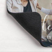 Aangepaste foto met familienaam en oprichtingsjaar muismat (Hoek)