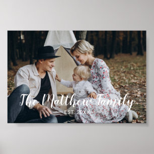 Aangepaste foto met familienaam en oprichtingsjaar poster