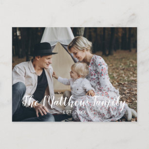 Aangepaste foto met familienaam en vastgesteld jaa briefkaart