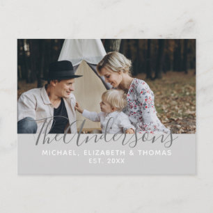 Aangepaste foto met familienaam en vastgesteld jaa briefkaart