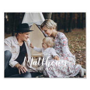 Aangepaste foto met familienaam en vastgesteld jaa foto afdruk