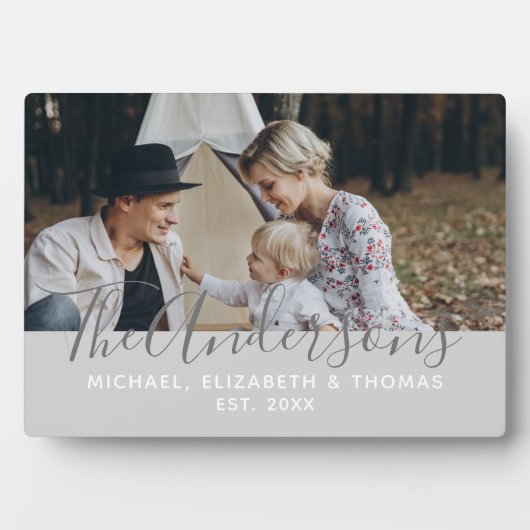 Aangepaste foto met familienaam en vastgesteld jaa fotoplaat (voorkant)