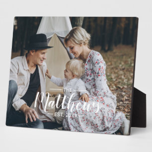Aangepaste foto met familienaam en vastgesteld jaa fotoplaat