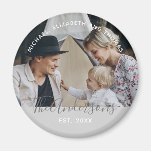 Aangepaste foto met familienaam en vastgesteld jaa magneet