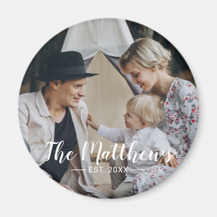 Aangepaste foto met familienaam en vastgesteld jaa magneet