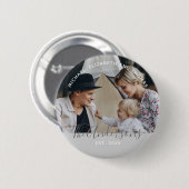 Aangepaste foto met familienaam en vastgesteld jaa ronde button 5,7 cm (Voorkant /achterkant)