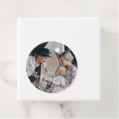 Aangepaste foto met familienaam vakantie bedankjes labels (In situ)