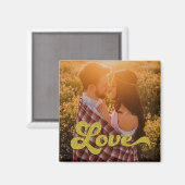 Aangepaste foto met Gold Love Overlay Magneet (Voorkant / Achterkant)