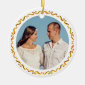 Aangepaste foto met Golden Lijst Keramisch Ornament (Voorkant)