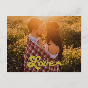 Aangepaste foto met gouden liefdesoverlay briefkaart