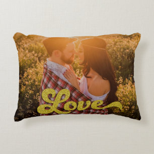 Aangepaste foto met gouden Love-overlay Accent Kussen