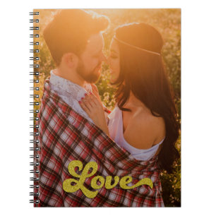 Aangepaste foto met gouden Love-overlay Notitieboek