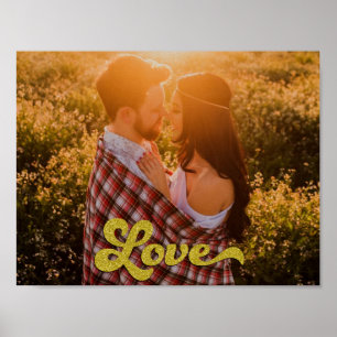 Aangepaste foto met gouden Love-overlay Poster