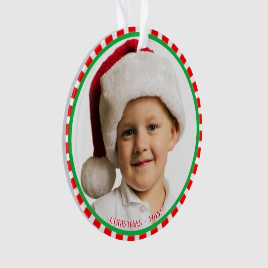 Aangepaste foto met groen rood en wit Lijst Ornament (voorkant)