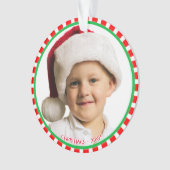 Aangepaste foto met groen rood en wit Lijst Ornament (voorkant)