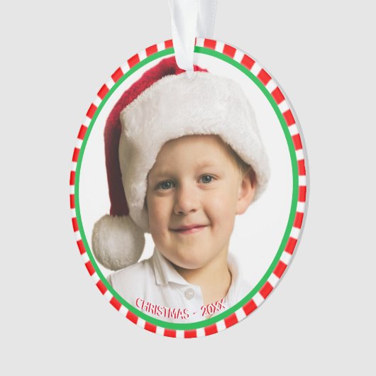 Aangepaste foto met groen rood en wit Lijst Ornament (voorkant)