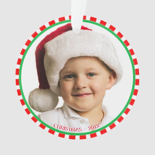 Aangepaste foto met groen rood en wit Lijst Ornament (voorkant)